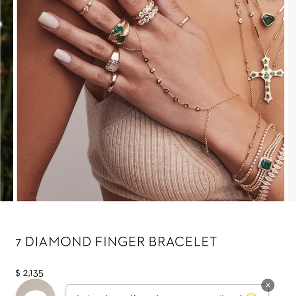 JACQUIE AICHE 14K 7 DIAMOND FINGER BRACELET HAND CHAIN WHITE GOLD - Picture 16 of 16